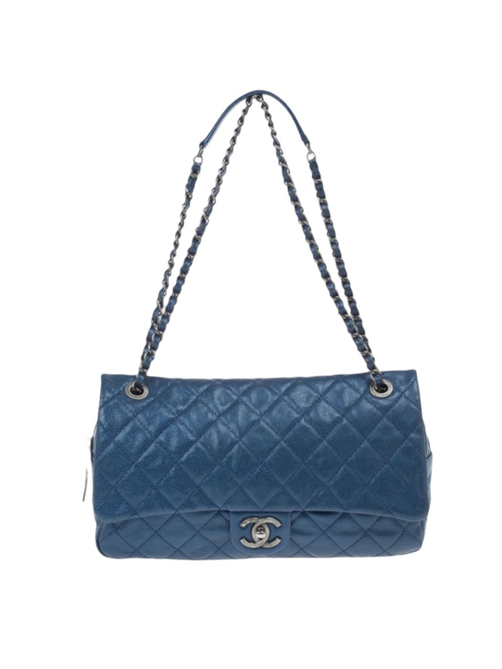 Chanel Caviar Metallic Blue Flap